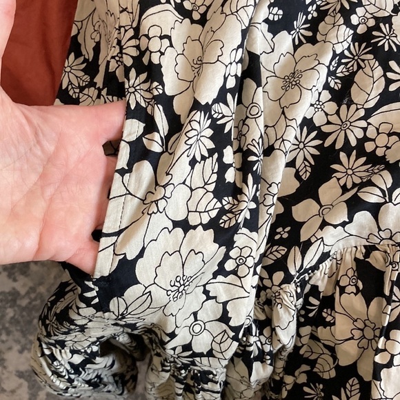 Gap Beige Black Floral BabyDoll Dress Medium Tall - Picture 13 of 14